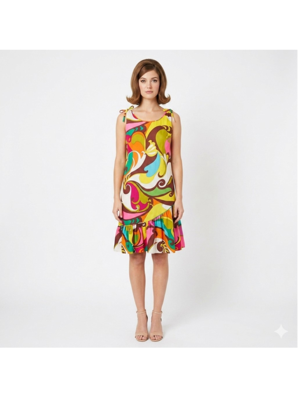 Vintage 1960s Rhapsody by Glazier Psychedelic Sleeveless Shift Dress Size Small